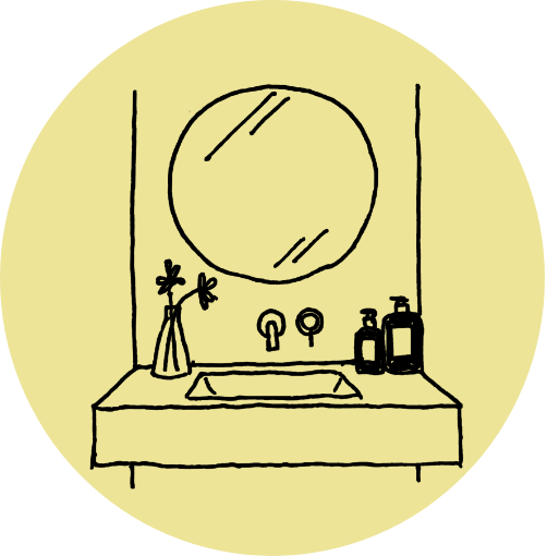 洗面所や鏡の前