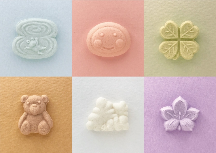 カラフルで可愛らしい和三盆。
※画像内には現在販売されていない季節限定商品が含まれています
画像提供：ばいこう堂株式会社

