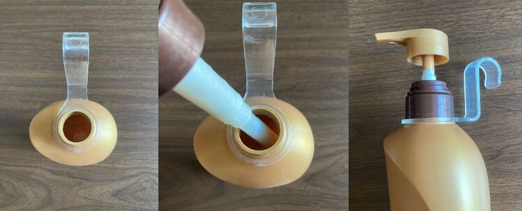 ボトルにフックをひっかけ、しっかりと閉める。簡単装着！