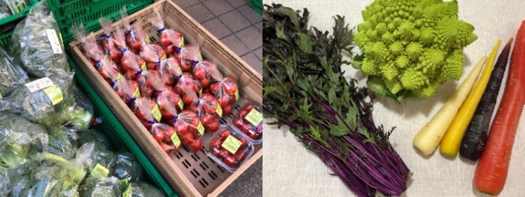 三鷹産の色とりどりな野菜が並んでいることもあります