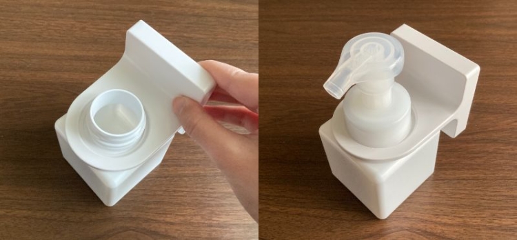 ポンプをとって、ホルダーを装着し、ポンプを戻すだけ