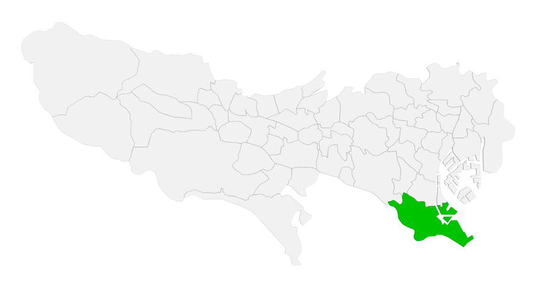緑色が大田区