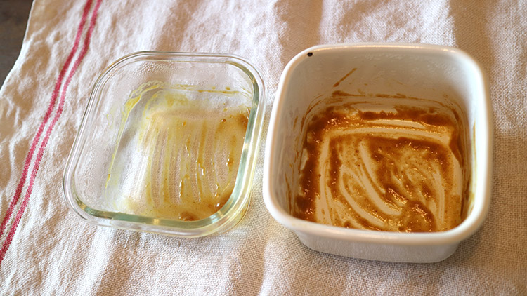 ▲カレーを取り除いた時の様子。ここから同じように洗ってみます。