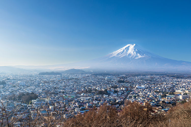 富士吉田市と富士山