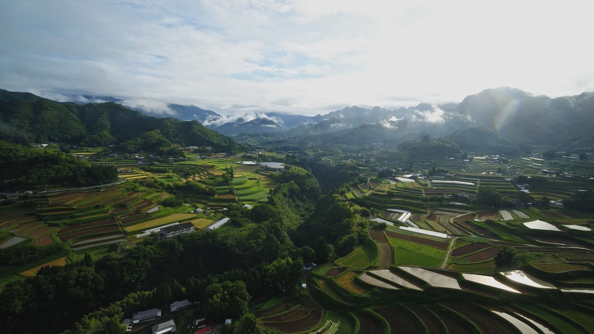 地形に合わせてつくられる棚田。高千穂町川登地区にある「栃又棚田」は、棚田百選に選ばれた
写真提供：高千穂町